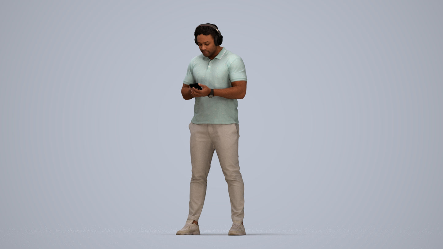 3D people model man casual standing, scanned human for 3ds Max rendering, top-down view render