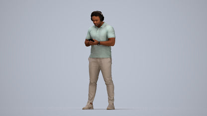 3D people model man casual standing, scanned human for 3ds Max rendering, top-down view render