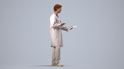 3D human model man medical, photogrammetry scanned person for archviz, side view render