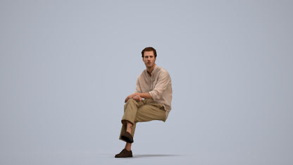 3D scanned man sitting casual, photorealistic archviz people for Enscape and SketchUp, standing pose render