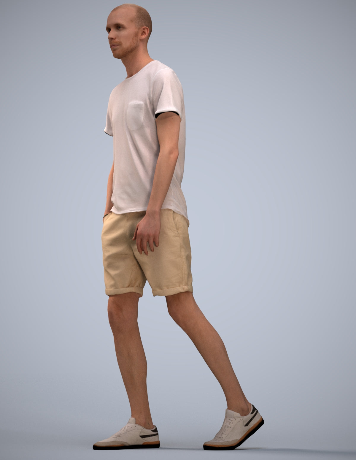 3D people model man casual walking, scanned human for 3ds Max rendering