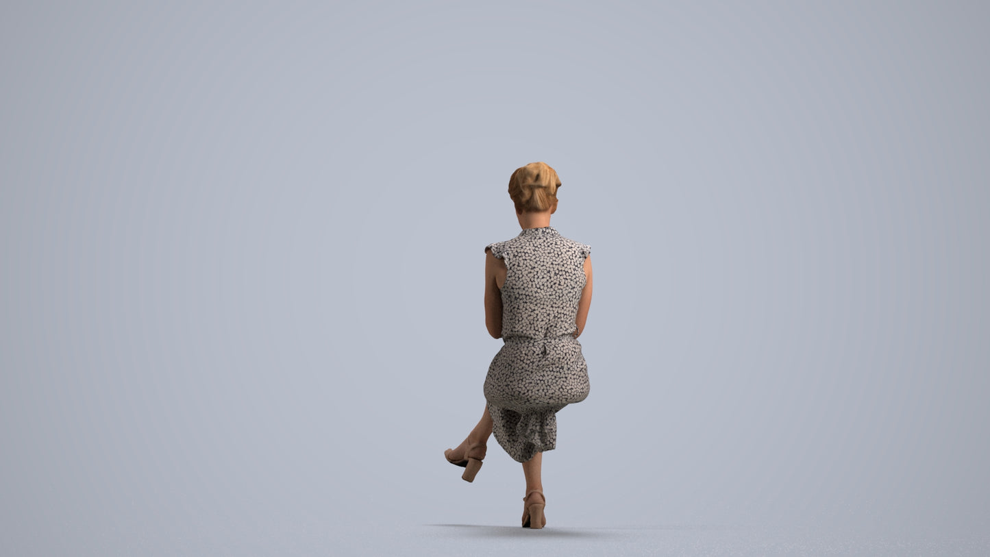 realistic 3D people woman casual sitting, render-ready for V-Ray and Corona, FBX OBJ, front view render