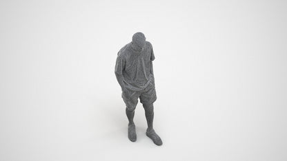 realistic 3D senior man casual standing, scanned archviz people for Blender and 3ds Max, wireframe three-quarter view