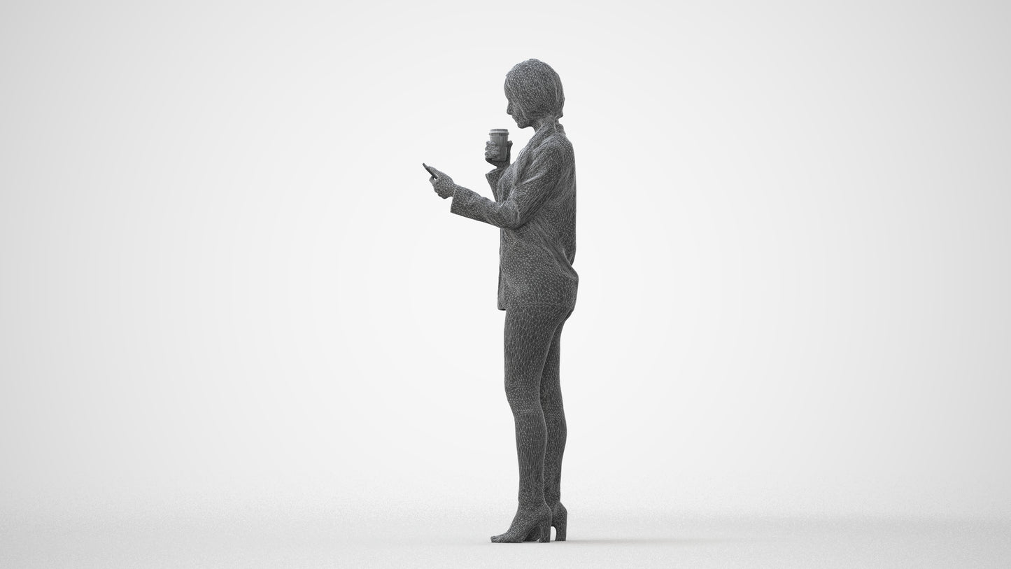 3D people model woman business standing, scanned human for 3ds Max rendering, square thumbnail