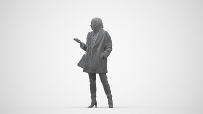 photogrammetry 3D woman business standing, realistic human model archviz FBX, wireframe back view