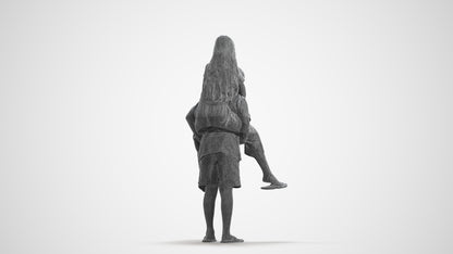 photogrammetry 3D girl kids, realistic human model archviz FBX, wireframe front view