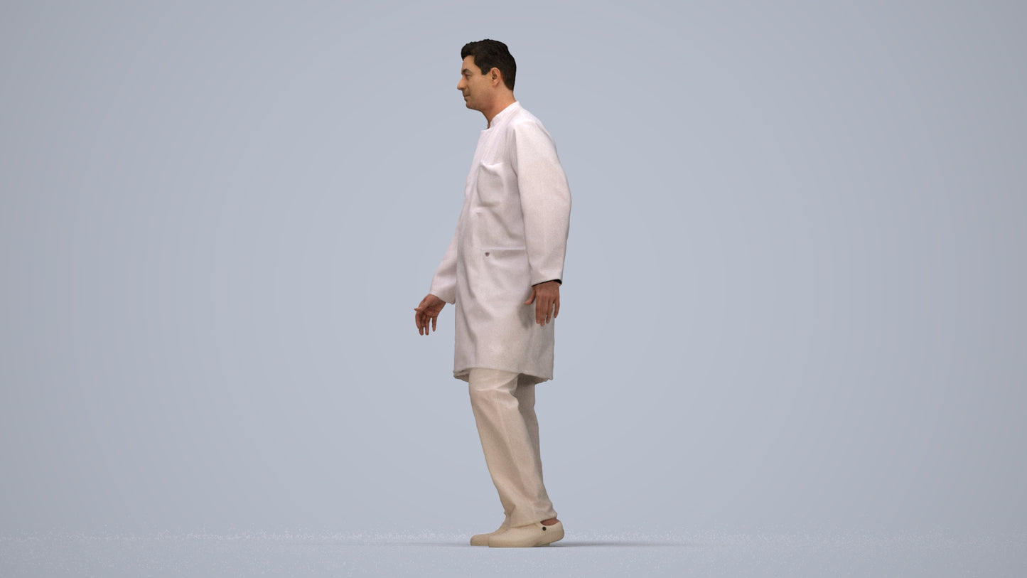 3D people model man medical, scanned human for 3ds Max rendering, top-down view render