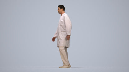 3D people model man medical, scanned human for 3ds Max rendering, top-down view render