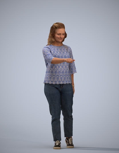 3D human model woman casual mix, photogrammetry scanned person for archviz