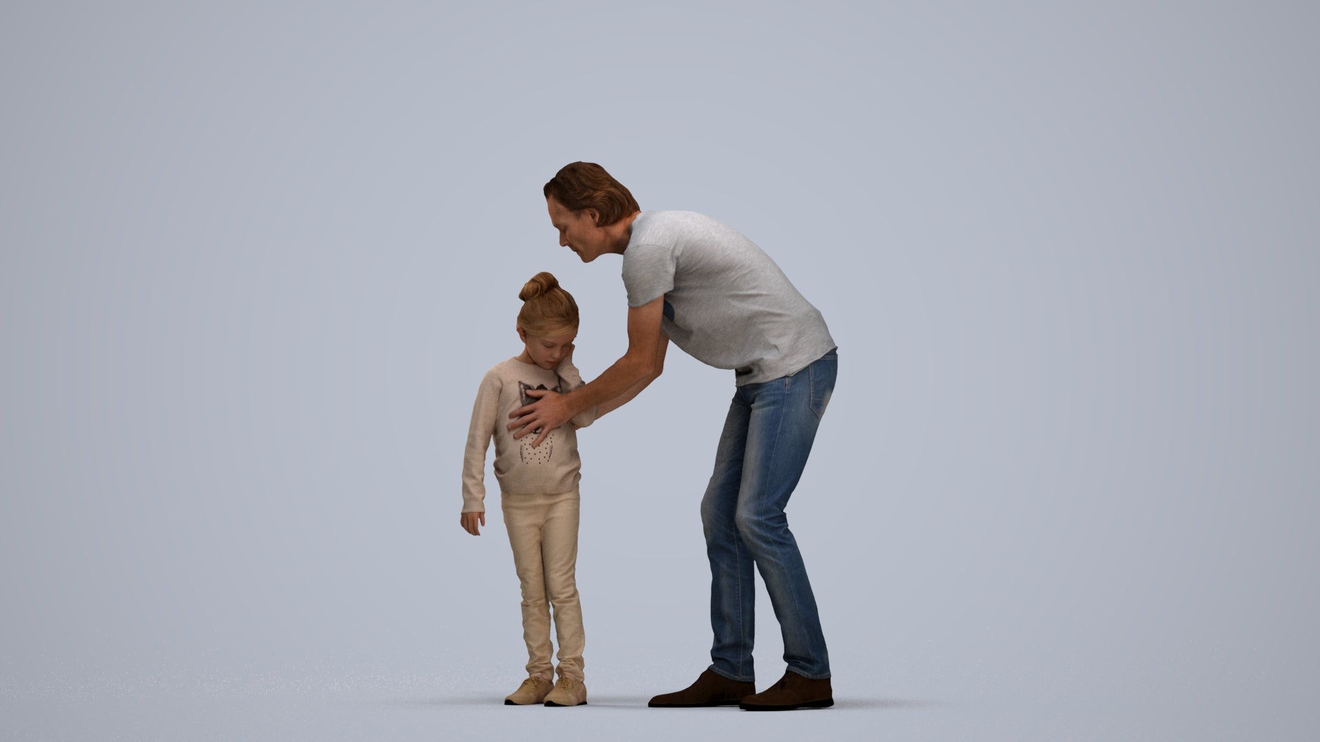 realistic 3D people girl casual kids, render-ready for V-Ray and Corona, FBX OBJ, standing pose render