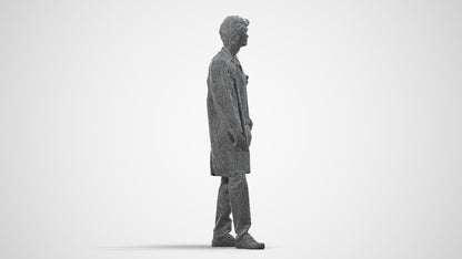 scanned 3D man standing, photogrammetry people for Enscape and V-Ray, wireframe side view