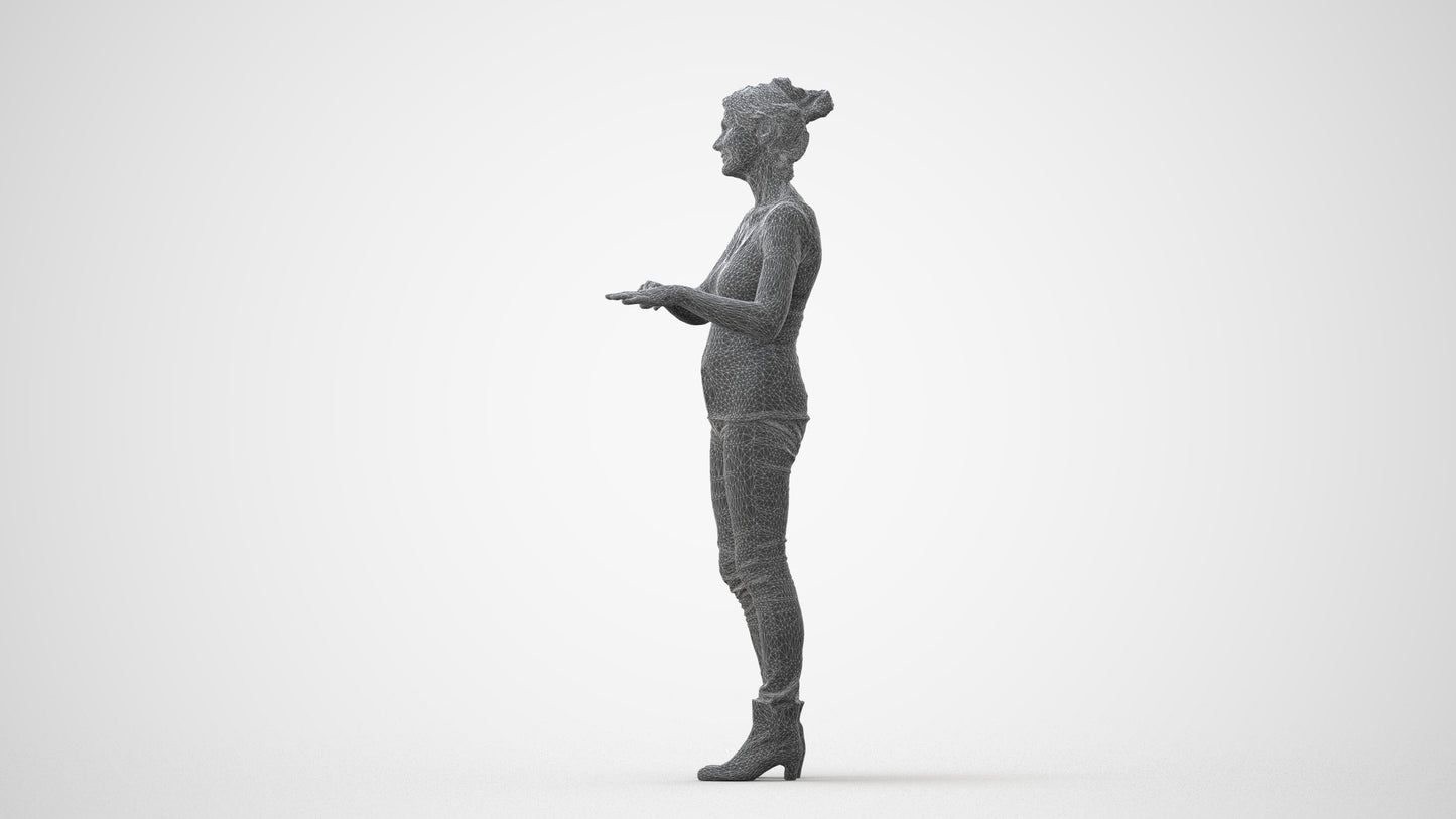 3D scanned senior woman standing casual, photorealistic archviz people for Enscape and SketchUp, square thumbnail