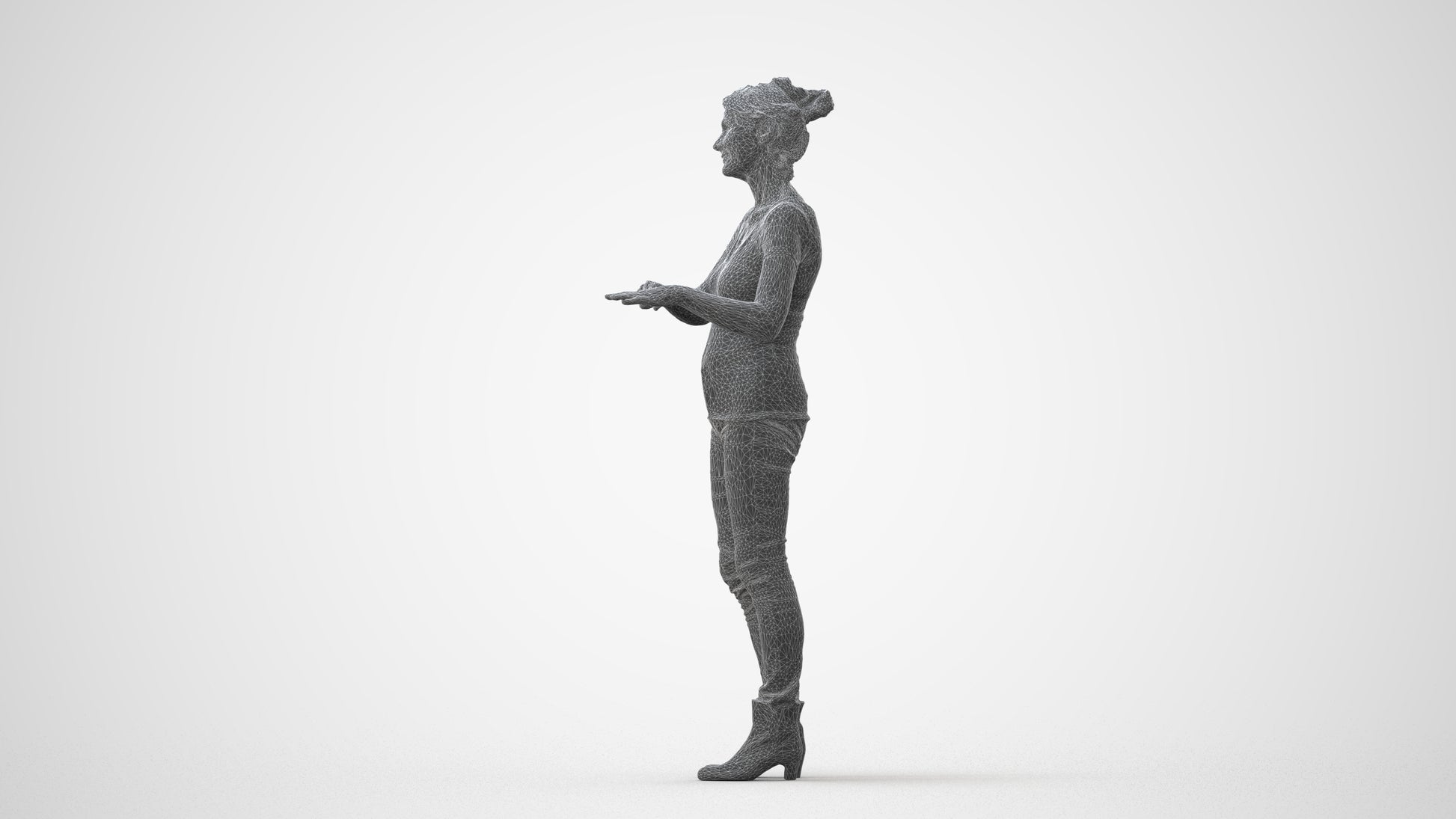 3D scanned senior woman standing casual, photorealistic archviz people for Enscape and SketchUp, square thumbnail