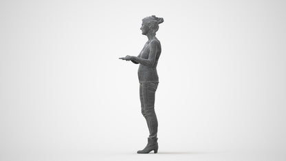 3D scanned senior woman standing casual, photorealistic archviz people for Enscape and SketchUp, square thumbnail