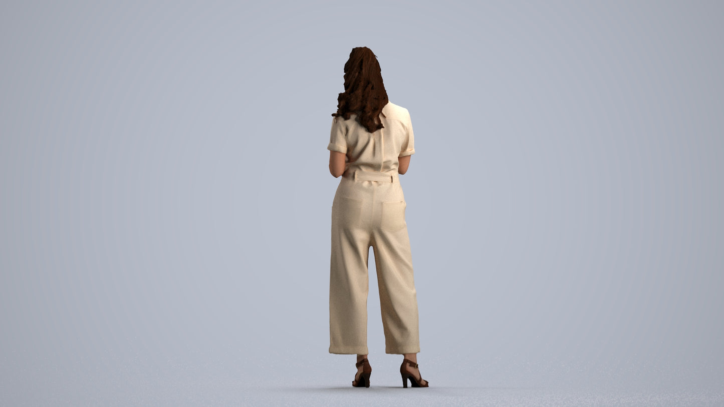 3D people model woman formal standing, scanned human for 3ds Max rendering, front view render