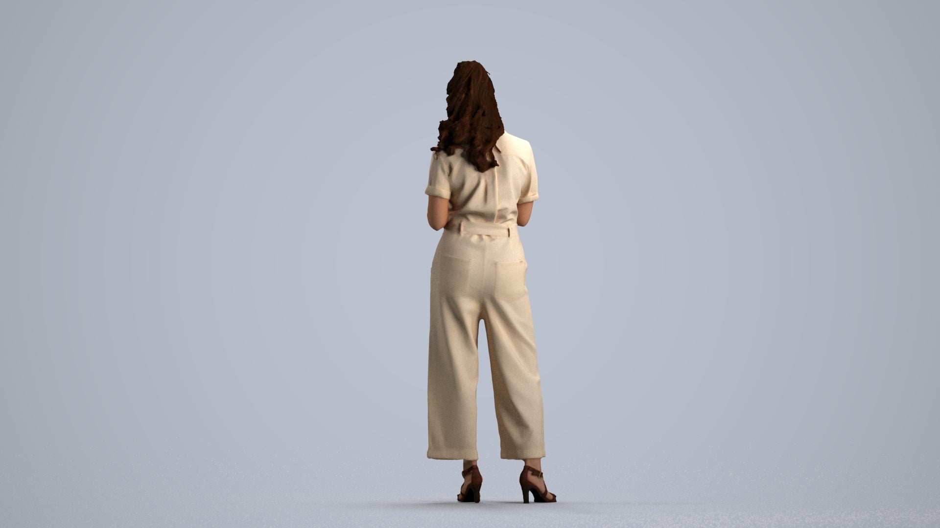 3D people model woman formal standing, scanned human for 3ds Max rendering, front view render