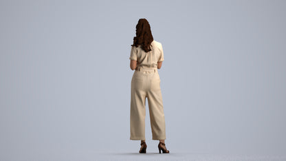 3D people model woman formal standing, scanned human for 3ds Max rendering, front view render