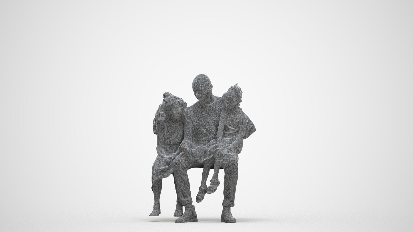 realistic 3D girl casual kids, scanned archviz people for Blender and 3ds Max, three-quarter front view render