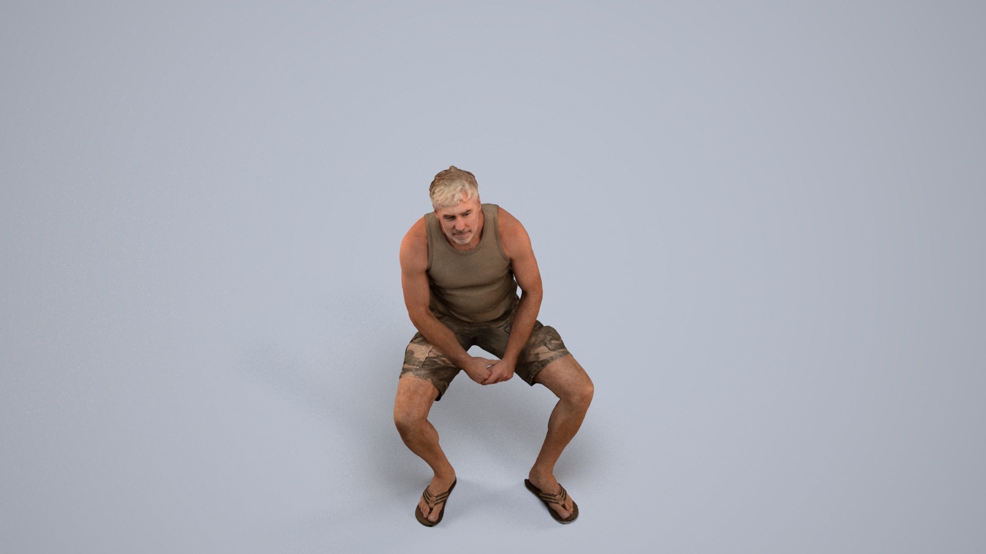 scanned 3D man casual sitting, photogrammetry people for Enscape and V-Ray, back view render