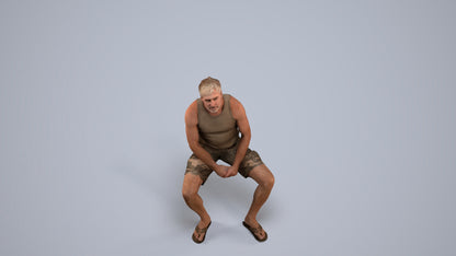 scanned 3D man casual sitting, photogrammetry people for Enscape and V-Ray, back view render