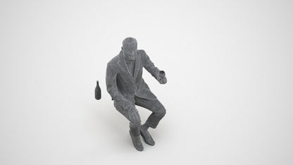 scanned 3D man casual cycling, photogrammetry people for Enscape and V-Ray, wireframe three-quarter view
