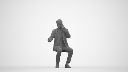 3D scanned man business formal, photorealistic archviz people for Enscape and SketchUp, wireframe back view