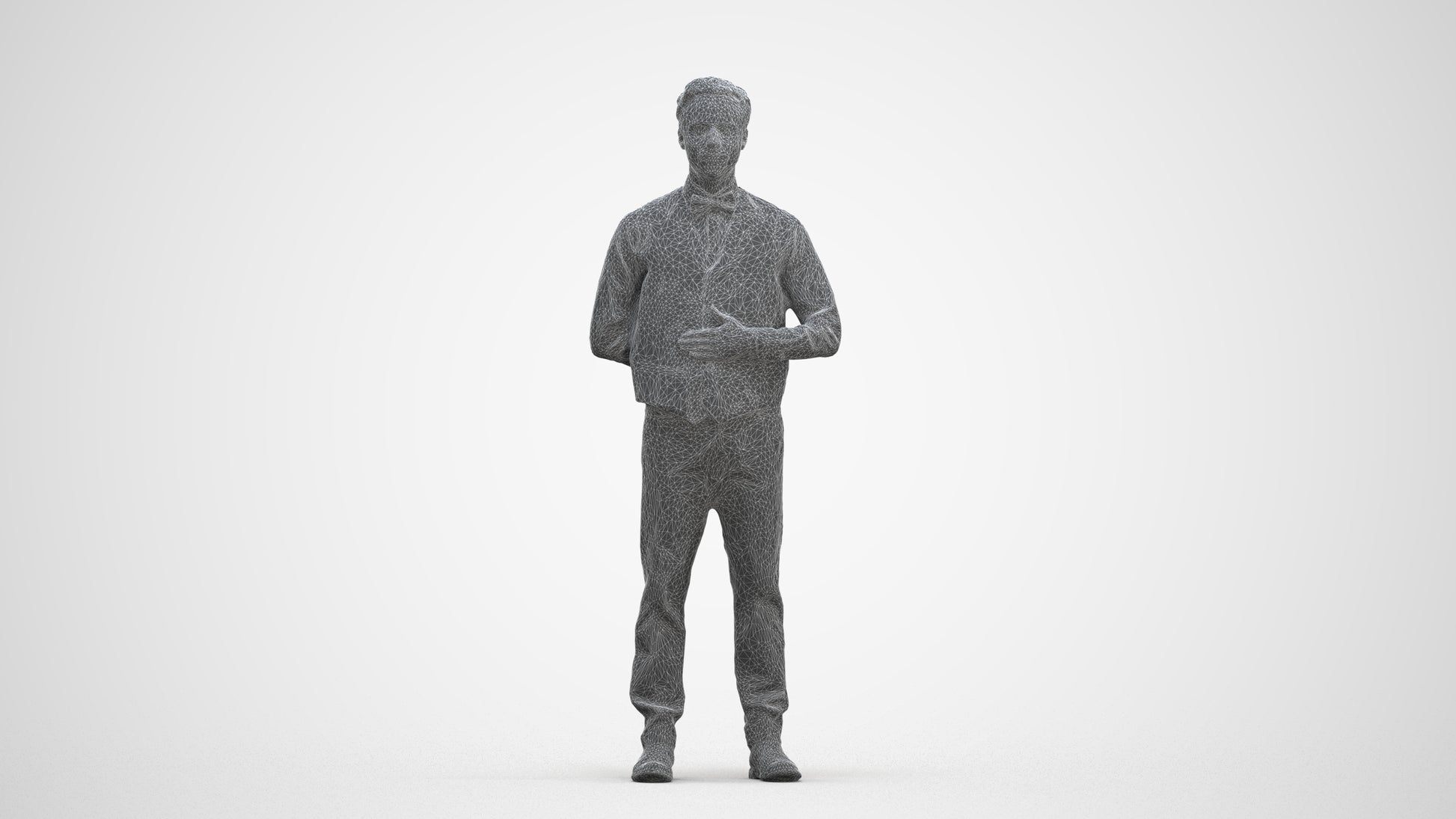 scanned 3D man hospitality, photogrammetry people for Enscape and V-Ray, three-quarter front view render