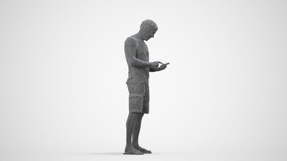 photogrammetry 3D man casual standing, realistic human model archviz FBX, wireframe side view