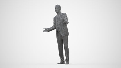 3D human model man business, photogrammetry scanned person for archviz, wireframe back view