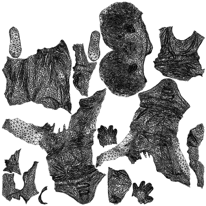 3D human model boy casual kids, photogrammetry scanned person for archviz, wireframe top-down view