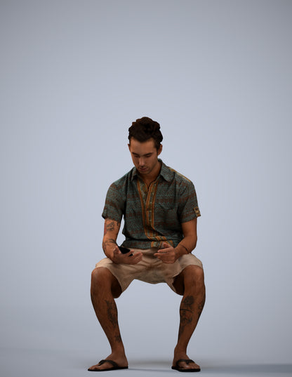 realistic 3D people man casual sitting, render-ready for V-Ray and Corona, FBX OBJ