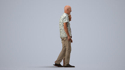 photogrammetry 3D senior woman couple, realistic human model archviz FBX, side view render