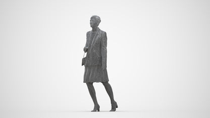 photogrammetry 3D woman business walking, realistic human model archviz FBX, wireframe back view