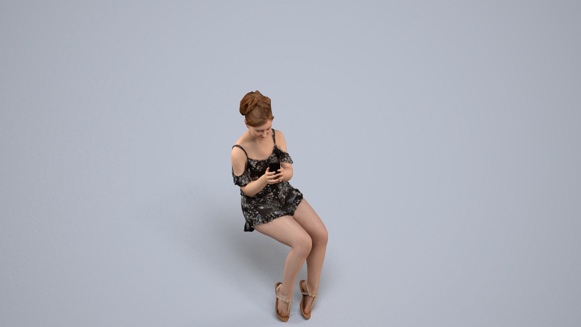 realistic 3D human girl casual kids, archviz people FBX OBJ for Blender, back view render