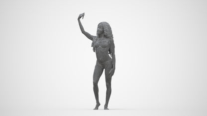 3D people model woman pool, scanned human for 3ds Max rendering, wireframe back view