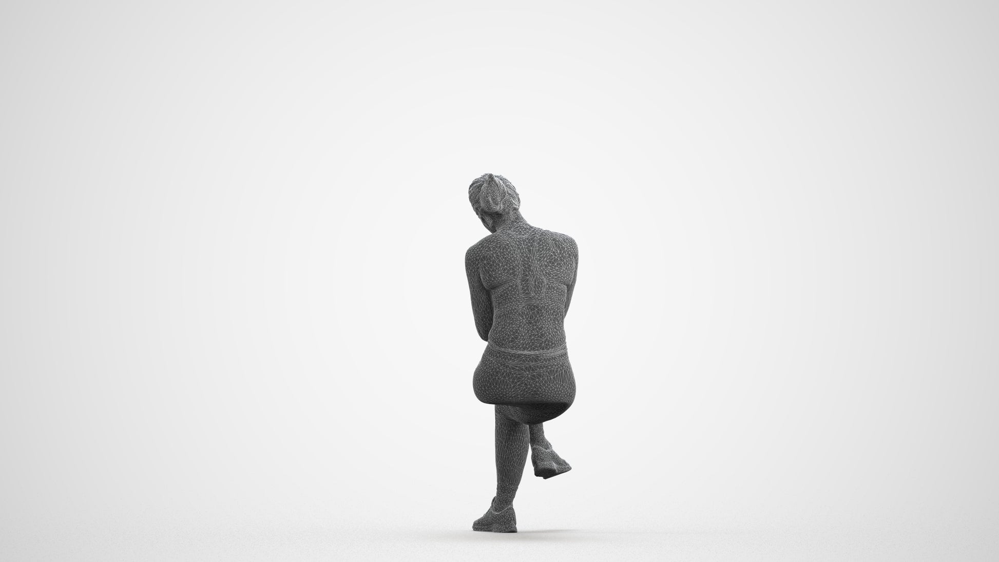 3D people model woman sport, scanned human for 3ds Max rendering, wireframe front view