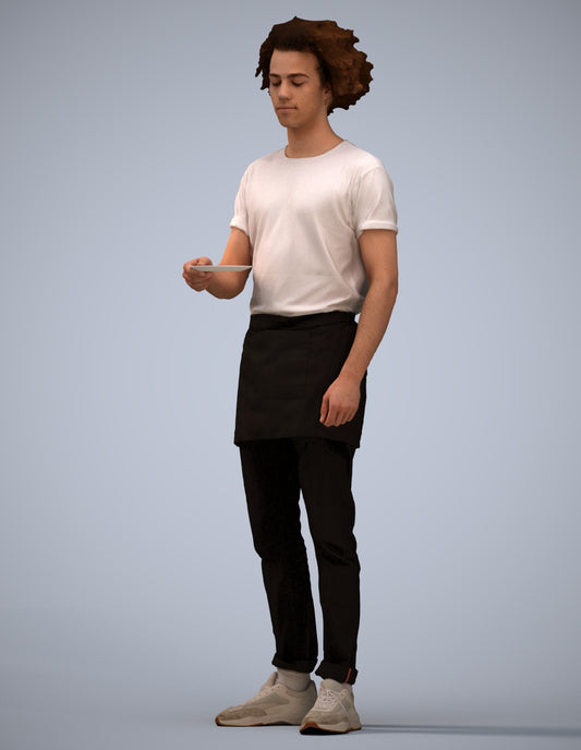 realistic 3D human man door, archviz people FBX OBJ for Blender