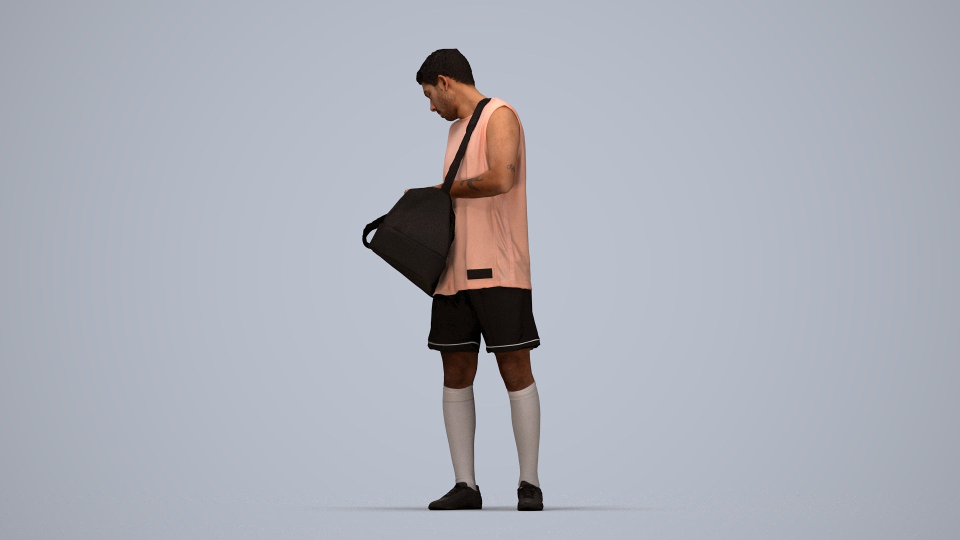 3D scanned man sport, photorealistic archviz people for Enscape and SketchUp, top-down view render