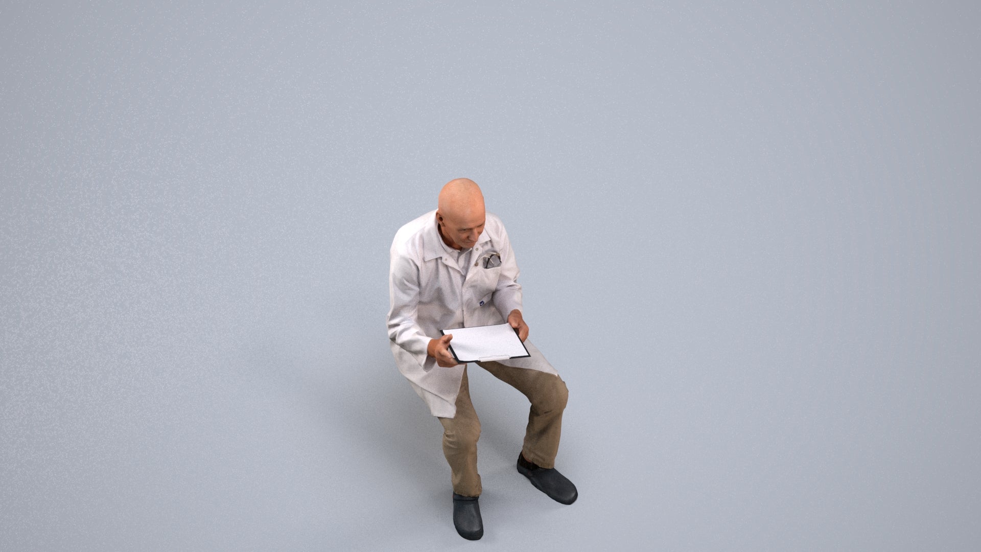 photogrammetry 3D senior man medical, realistic human model archviz FBX, back view render