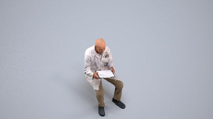 photogrammetry 3D senior man medical, realistic human model archviz FBX, back view render