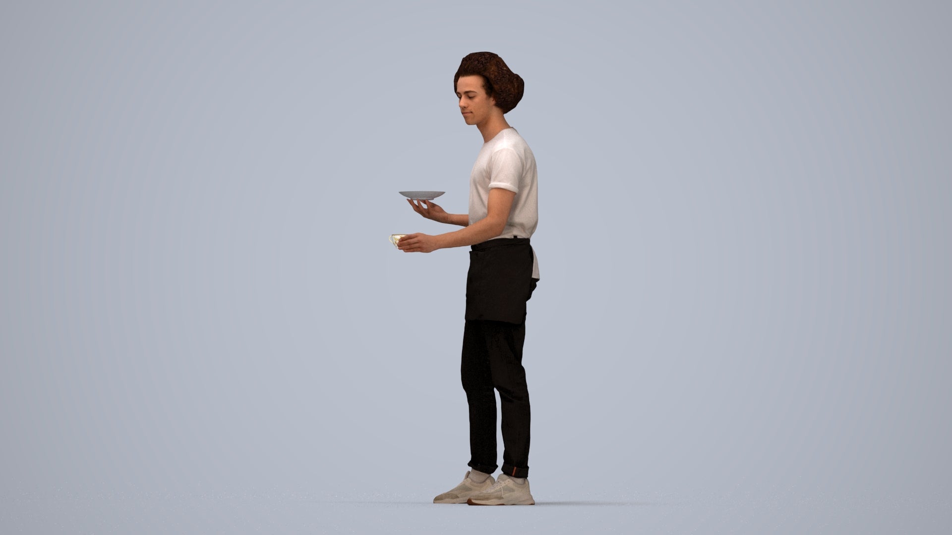 realistic 3D people man standing, render-ready for V-Ray and Corona, FBX OBJ, top-down view render