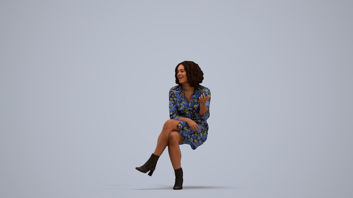 realistic 3D people woman casual sitting, render-ready for V-Ray and Corona, FBX OBJ, standing pose render