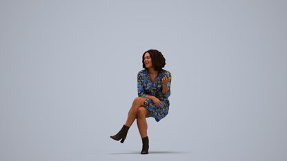 realistic 3D people woman casual sitting, render-ready for V-Ray and Corona, FBX OBJ, standing pose render