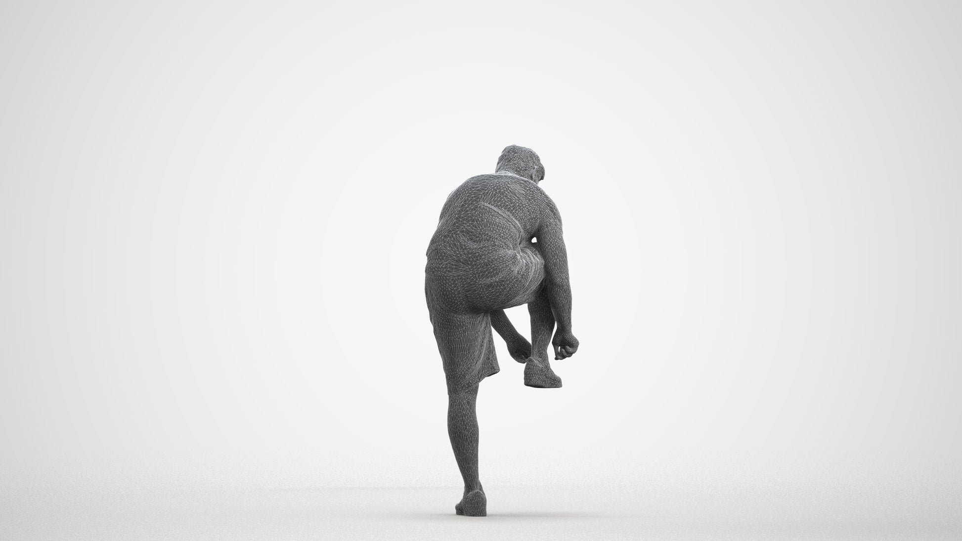 realistic 3D human man sport, archviz people FBX OBJ for Blender, wireframe front view