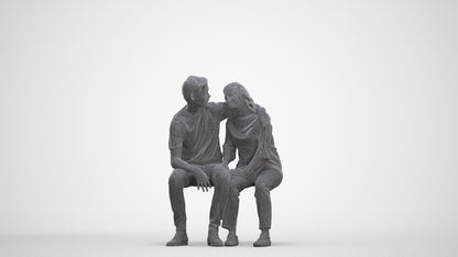 photogrammetry 3D woman casual couple, realistic human model archviz FBX, three-quarter front view render