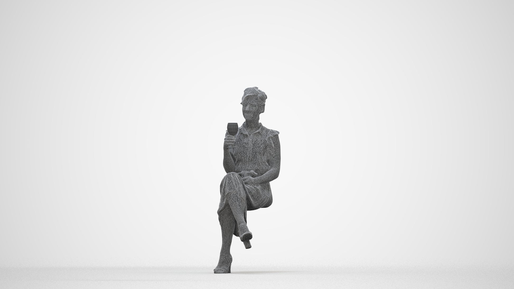 photogrammetry 3D woman casual kids, realistic human model archviz FBX, wireframe back view