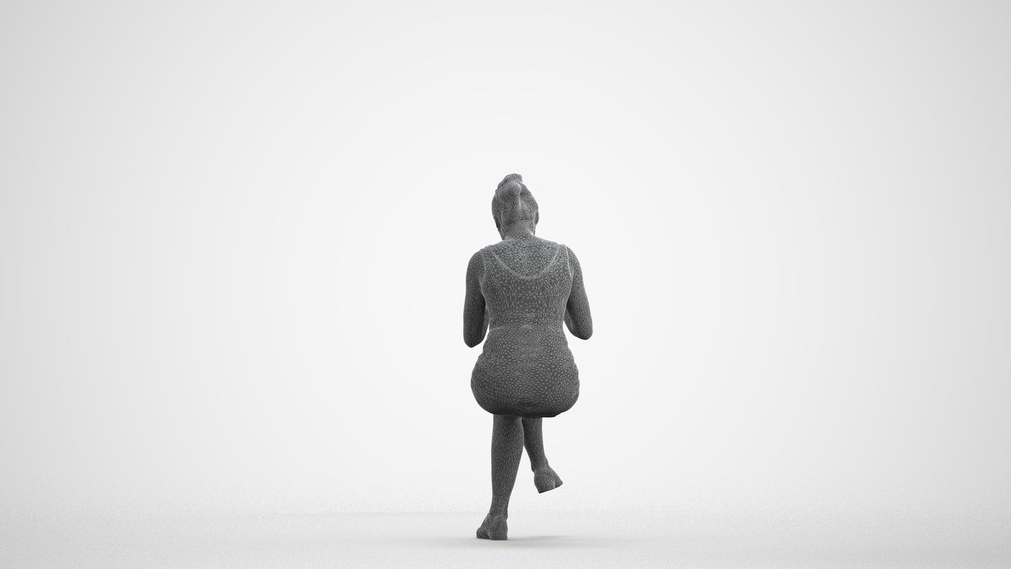 realistic 3D people girl casual kids, render-ready for V-Ray and Corona, FBX OBJ, wireframe front view