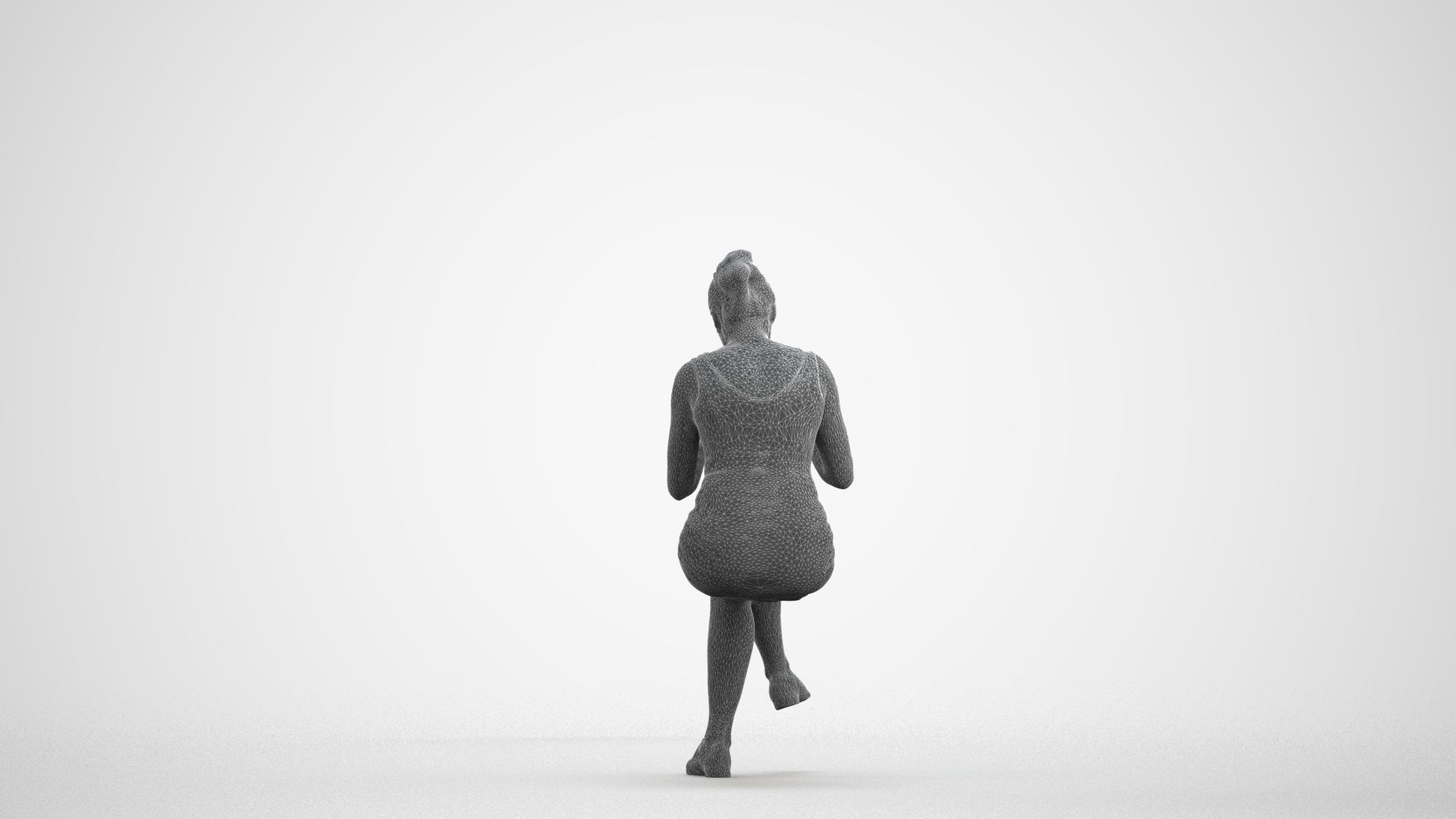 realistic 3D people girl casual kids, render-ready for V-Ray and Corona, FBX OBJ, wireframe front view