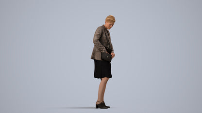 photogrammetry 3D woman business standing, realistic human model archviz FBX, side view render