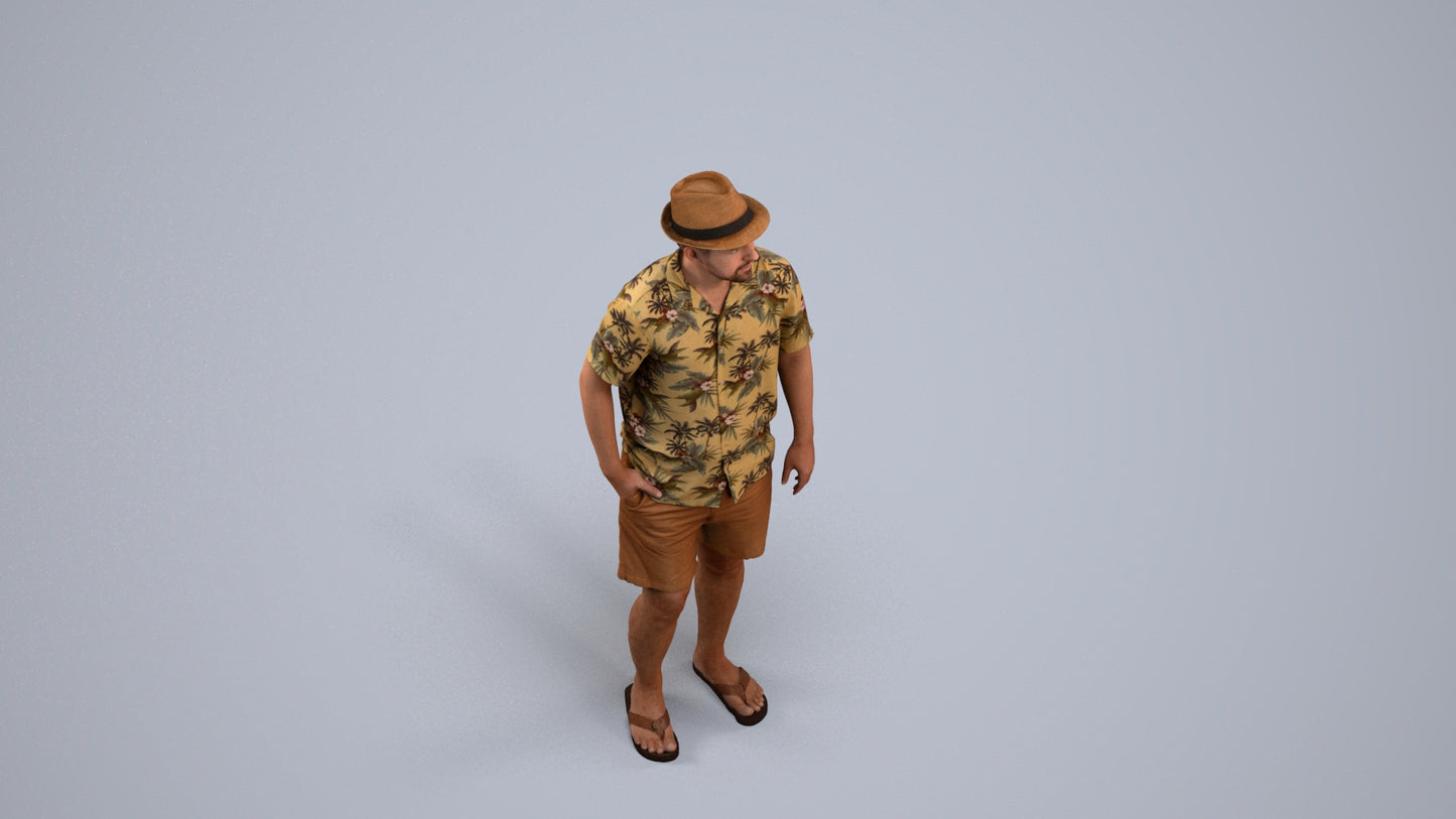 scanned 3D man standing, photogrammetry people for Enscape and V-Ray, back view render
